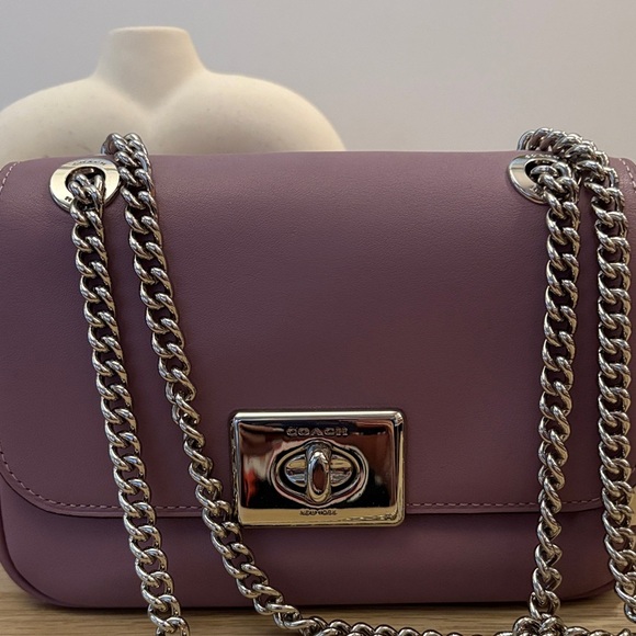Coach Lavender Crossbody Bag with Silver Accents EUC - Picture 4 of 14
